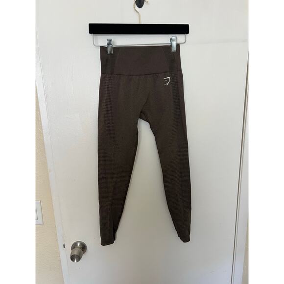 Gymshark Vital Seamless Leggings Brown Small High Rise Compression Athleisure - Picture 2 of 13